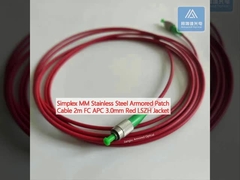 Simplex MM Acero Inoxidável Blindado Cable 2m FC APC 3.0mm Vermelho LSZH Jaqueta