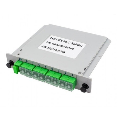 PLC ótico 130x100x25mm do divisor do cartão do divisor da fibra do divisor 1x8 do PLC da caixa do SC/APC LGX