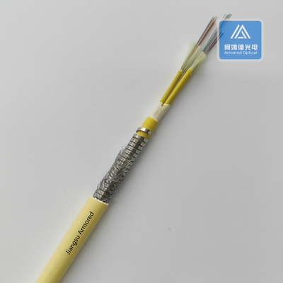 48 Core 10.5mm Spiral Armored Fiber Optic Cable Single Mode Yellow LSZH