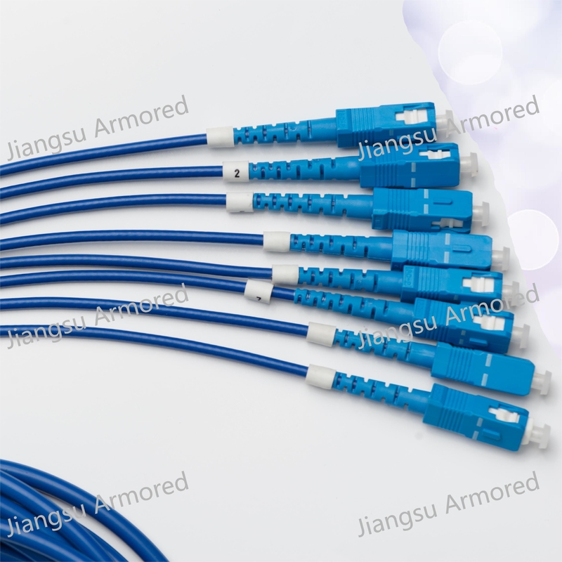 8 Core Armored Patch Cord 10m SC LC 6.5mm Blue  LSZH   Patch Jumper