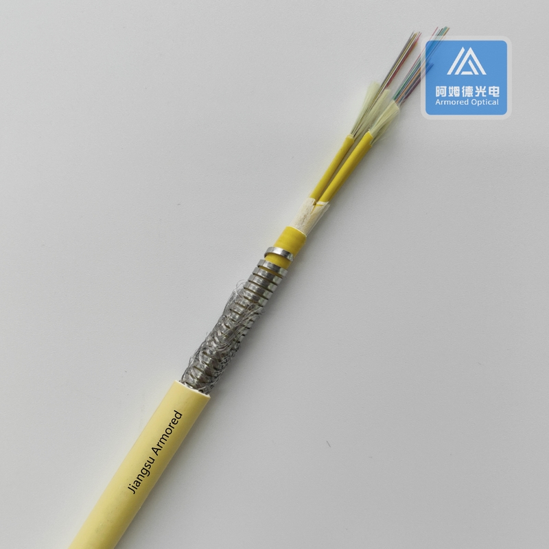 48 Core 10.5mm Spiral Armored Fiber Optic Cable Single Mode Yellow LSZH
