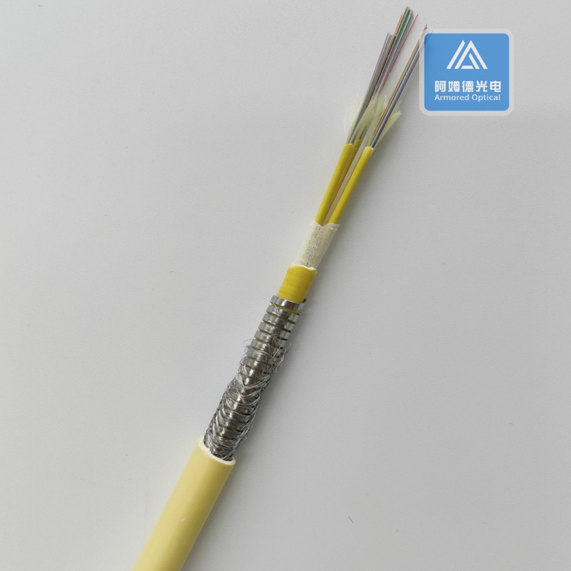 48 Core 10.5mm Spiral Armored Fiber Optic Cable Single Mode Yellow LSZH